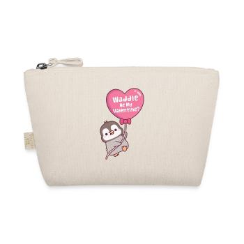 Cute Penguin Heart Balloon Waddle Be My Valentine - Organic Pouch - nature - Front