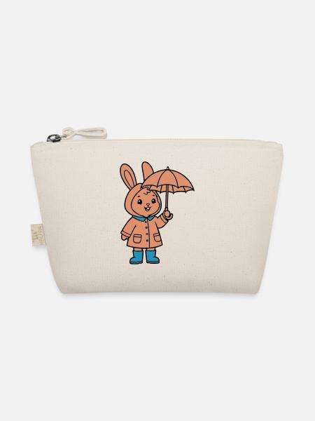 Cute Bunny Raincoat Umbrella - Organic Pouch - nature - Front