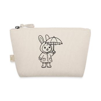 Cute Bunny Raincoat Umbrella Vector - Organic Pouch - nature - Front