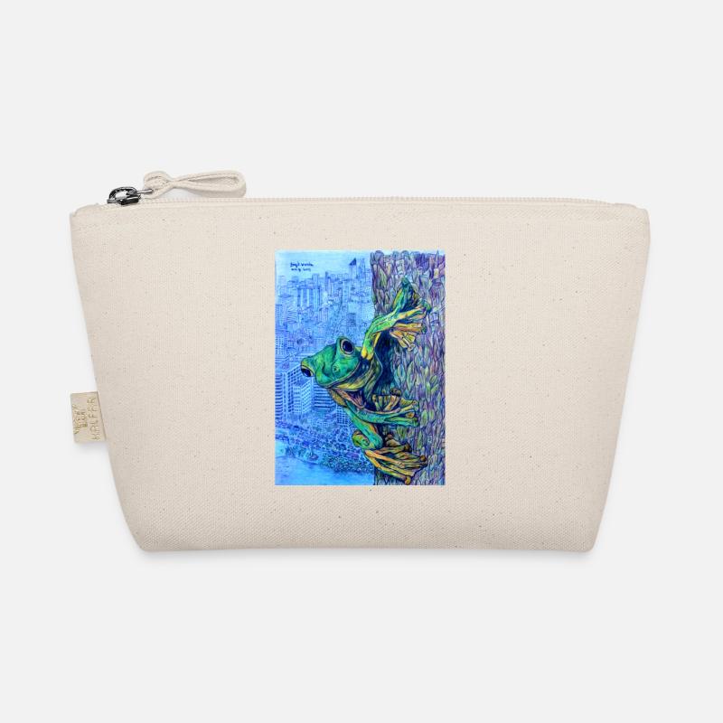 Frog on tree with city view Organic Pouch