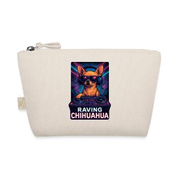 Raving Chihuahua – DJ Dog at Retro Rave Club - Organic Pouch - nature - Front