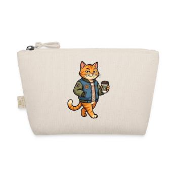 Katzenbarista im Denimjacke - Bio-Täschchen - Natur - Vorne
