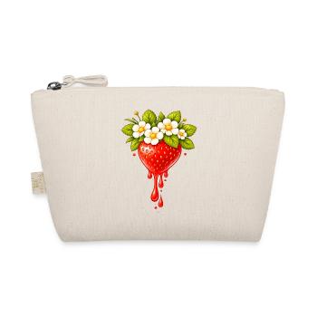 Erdbeere mit Blüten und Tropfen - Bio-Täschchen - Natur - Vorne