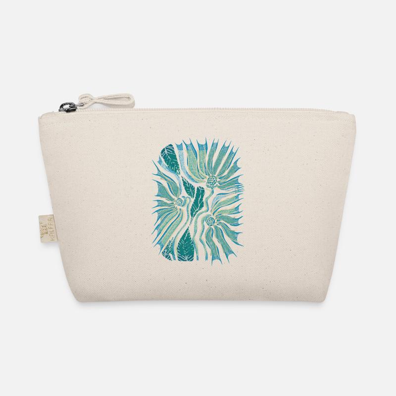 Tropical Abstract Bloom in Teal Organic Pouch