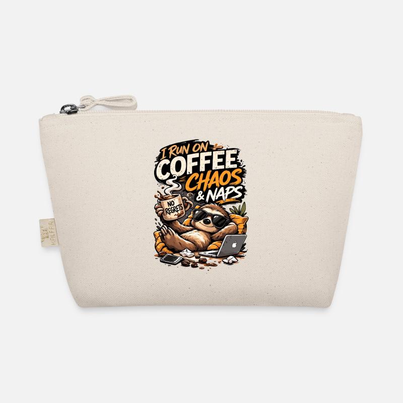 Coffee Chaos & Naps Sloth Tee Organic Pouch