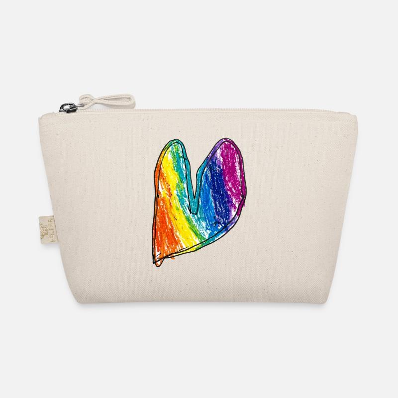 Regenbogen Herz Wachskreide - Bio-Täschchen - Natur