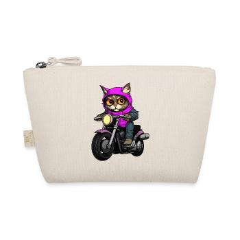 Katzen Motorradfahrer / Motorrad Katze - Bio-Täschchen - Natur - Vorne