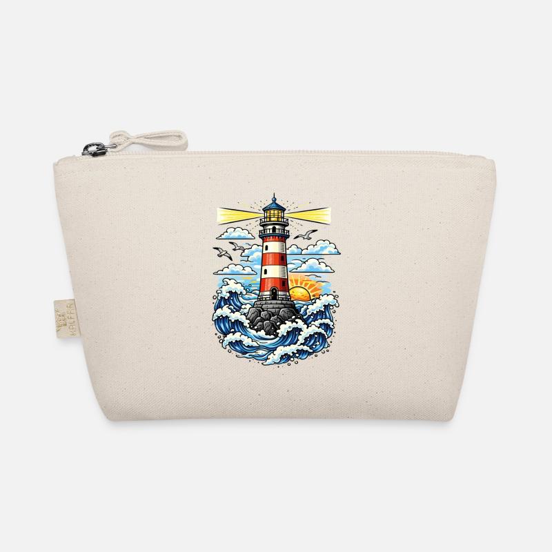 Vintage Sea Lighthouse Waves and Sunset Organic Pouch