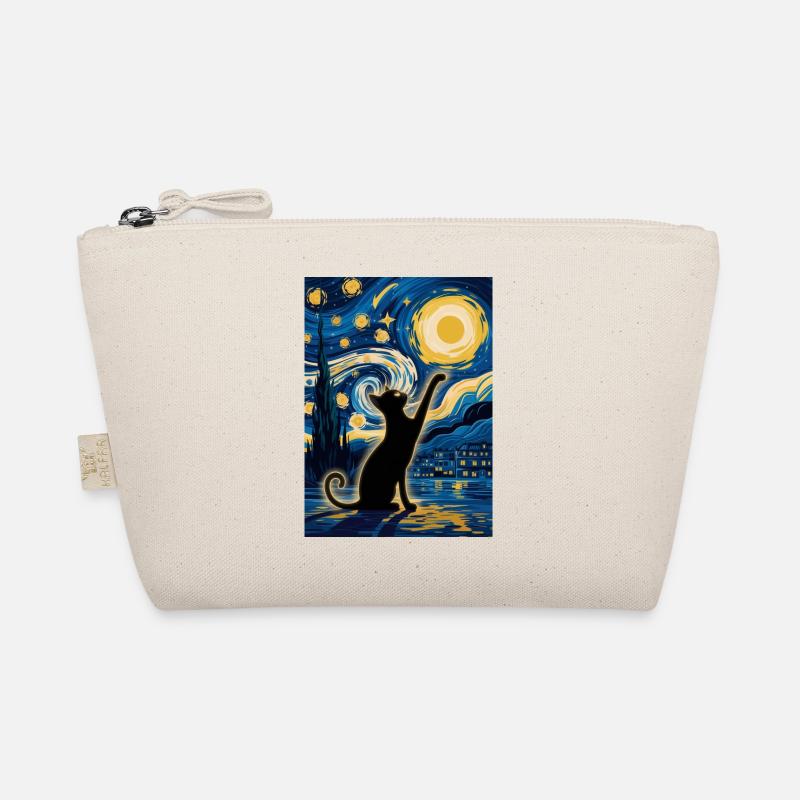 Black Cat in the Swirling Sky Vincent Van Gogh Organic Pouch