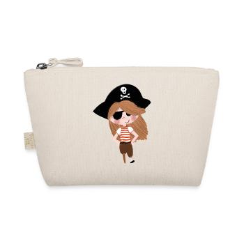 Pirate Girl Cartoon Eye Patch - Organic Pouch - nature - Front