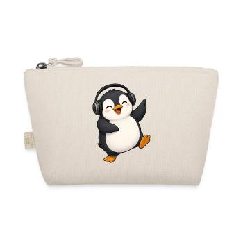 Süßer Pinguin tanzt mit Kopfhörern kawaii Party DJ - Bio-Täschchen - Natur - Vorne