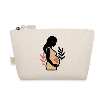 Pregnant Woman Baby Belly Silhouette - Organic Pouch - nature - Front