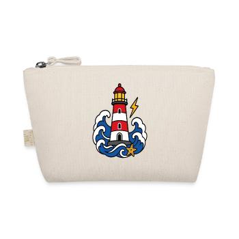 Phare marin et vagues style tattoo - Trousse biologique - nature - Devant
