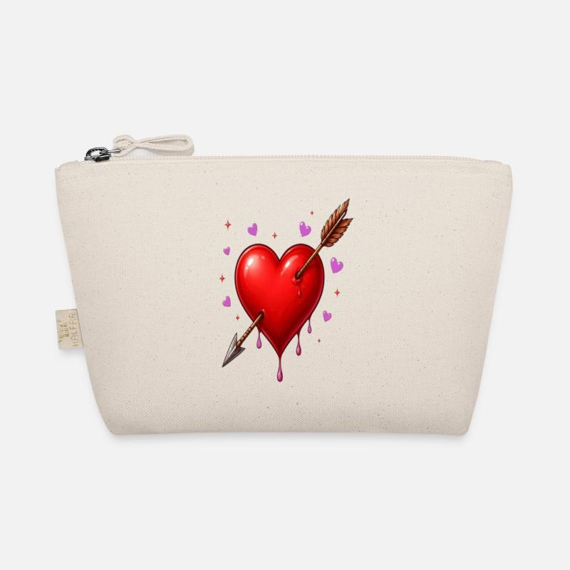 Heart Pierced by Arrow – Minimales Liebesdesign - Bio-Täschchen - Natur