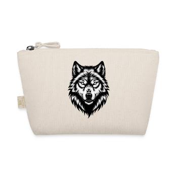 Wild Wolf's Head – Black & White - Organic Pouch - nature - Front