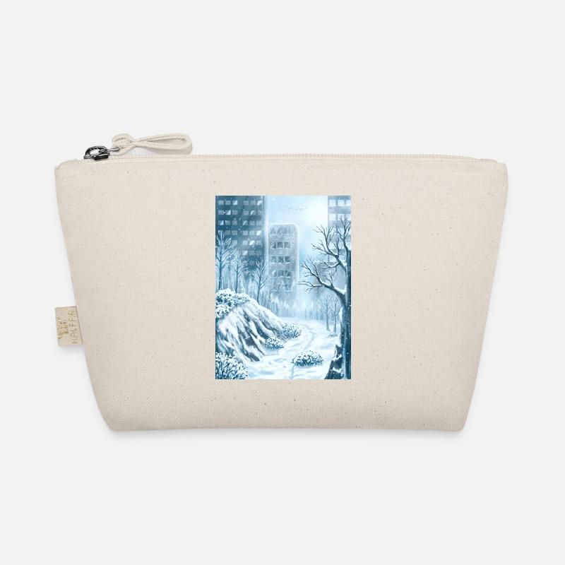 Schneebedeckte Winterblaue Stadt - Bio-Täschchen - Natur