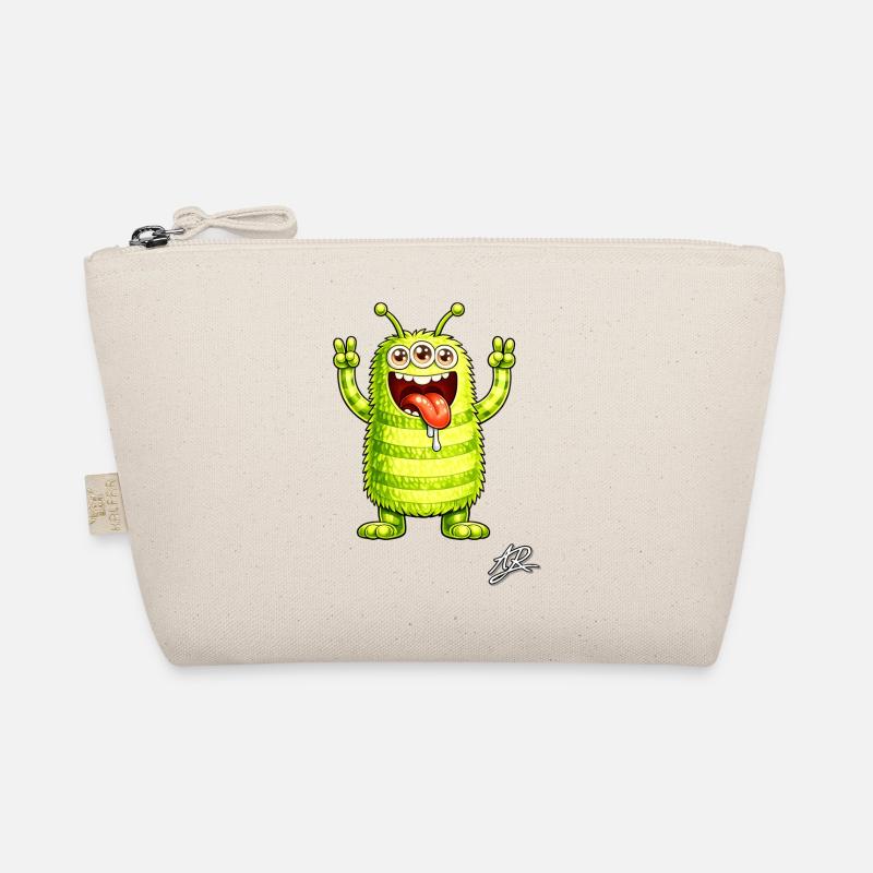 Neon monster three eyes cheerful Organic Pouch