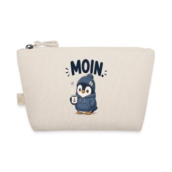 Pinguin im Hoodie mit Kaffee - Bio-Täschchen - Natur - Vorne