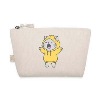 Cat in Hoodie - Organic Pouch - nature - Front