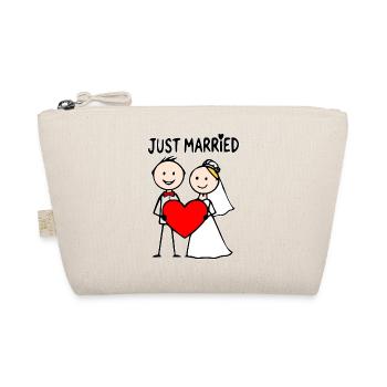 Couple de mariage Cartoon Heart Fraîchement marié - Trousse biologique - nature - Devant