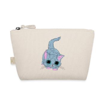 Grey Kitten with Neon Eyes - Organic Pouch - nature - Front