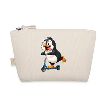 Cute Penguin Cartoon on Scooter - Organic Pouch - nature - Front
