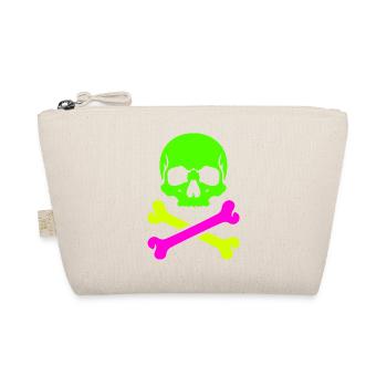Neon Schädel Gekreuzte Knochen Bunter Pirat Skull - Bio-Täschchen - Natur - Vorne