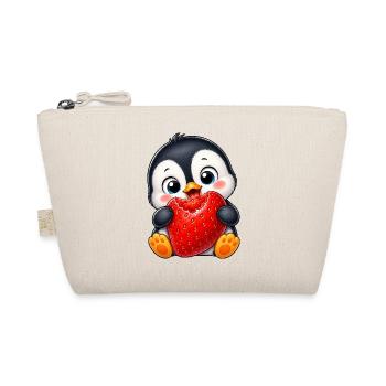 Süßer Pinguin mit Erdbeeren Cartoon Sommer - Bio-Täschchen - Natur - Vorne