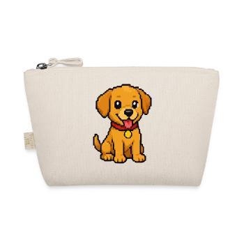 Pixel puppy dog with red ribbon - Organic Pouch - nature - Front