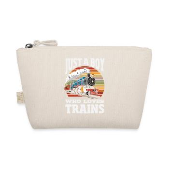 Only a boy who loves trains Railroad - Organic Pouch - nature - Front