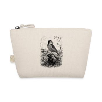 Süßer Spatz kunstvoll gezeichnet auf Baumstamm - Bio-Täschchen - Natur - Vorne