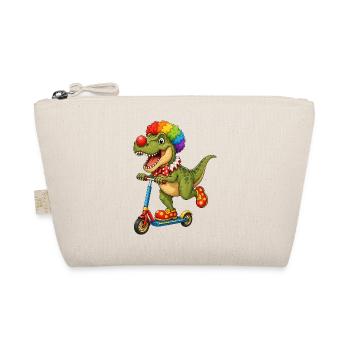 Cute Dino T-Rex Clown on Roller - Organic Pouch - nature - Front