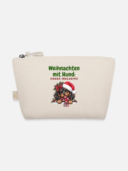 Weihnachten mit Hund Chaos - Bio-Täschchen - Natur