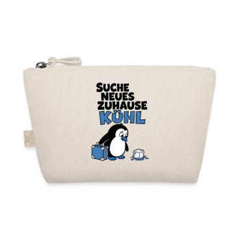 Suche neues Zuhause kühl – Witziges Pinguin Shirt - Bio-Täschchen - Natur - Vorne