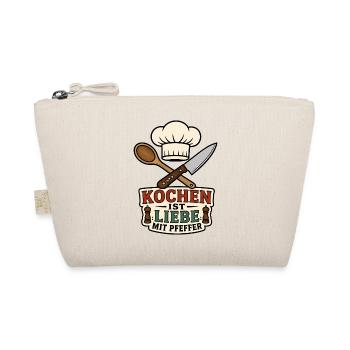 Kochen ist Liebe mit Pfeffer Retro Koch Design - Bio-Täschchen - Natur - Vorne