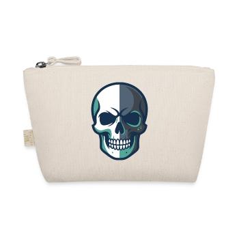 Stilisierte Totenkopfgrafik mit geteiltem Farbdesign - Bio-Täschchen - Natur - Vorne