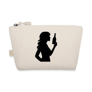 Frau mit Flasche und langen Haaren Silhouette - Bio-Täschchen - Natur - Vorne