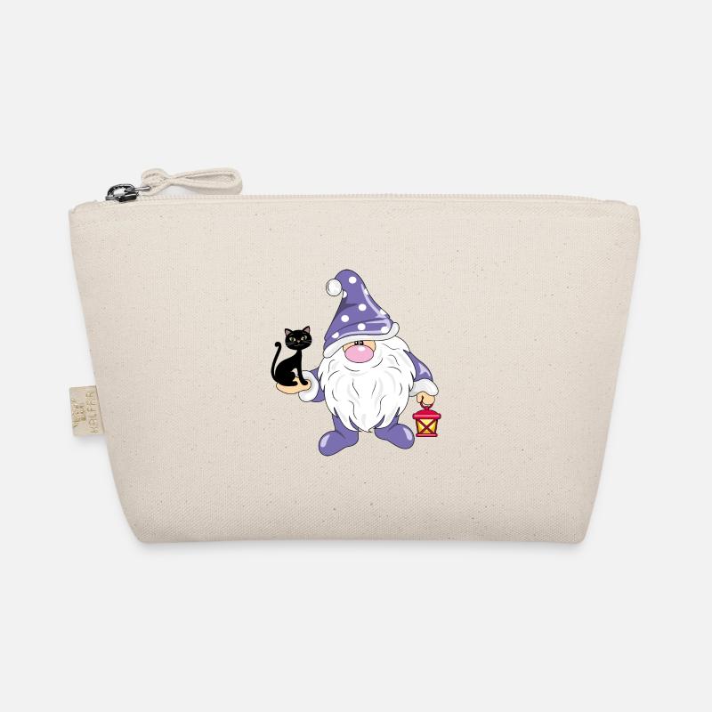 Funny Nordic gnome with a cute black cat Organic Pouch