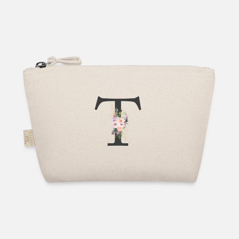 Letter T, Monogram, Flowers Organic Pouch
