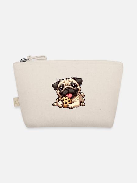 Cute Pug Biscuit Cartoon Dessert Dessert - Organic Pouch - nature - Front