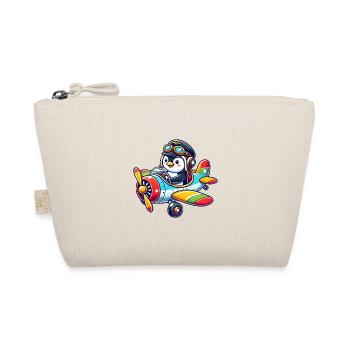 Penguin Pilot Flight License Airplane Cartoon Flying - Organic Pouch - nature - Front