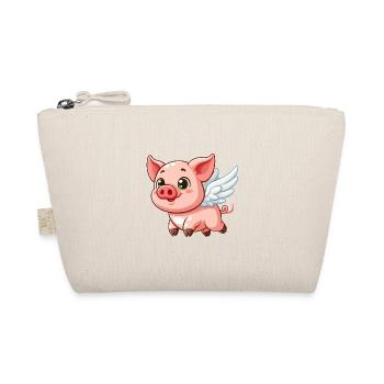 Cute Pig Angel Cartoon with Halo - Organic Pouch - nature - Front