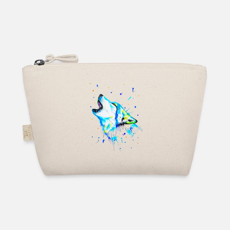 Blue howling wolf Organic Pouch