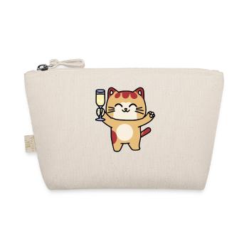 Cat Sparkling Wine Sweet Gift Idea Celebration Party Glass - Organic Pouch - nature - Front