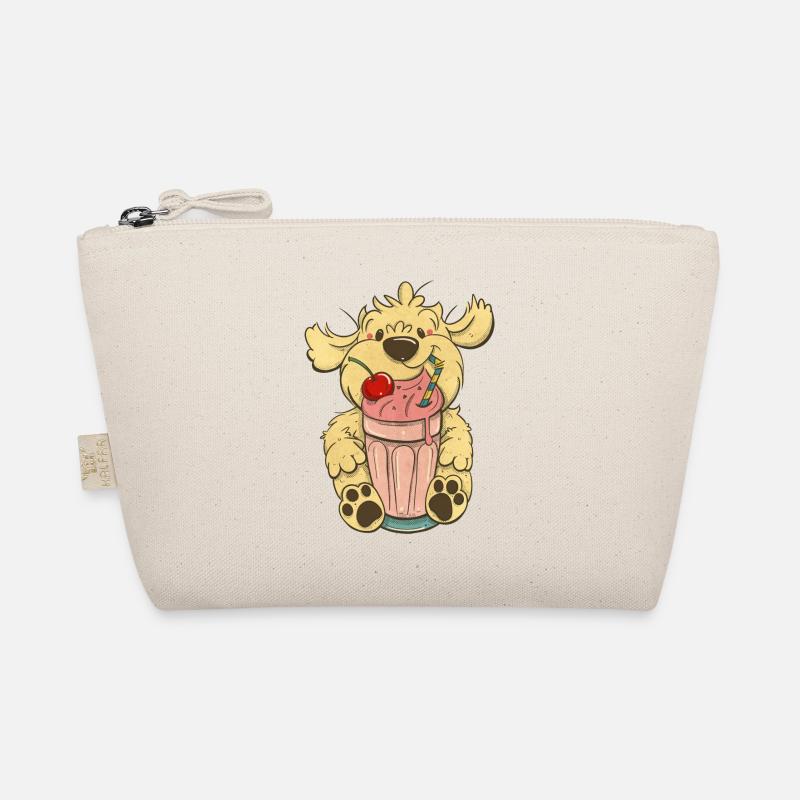 Cockapoo Thor mit rosa Milchshake - Bio-Täschchen - Natur