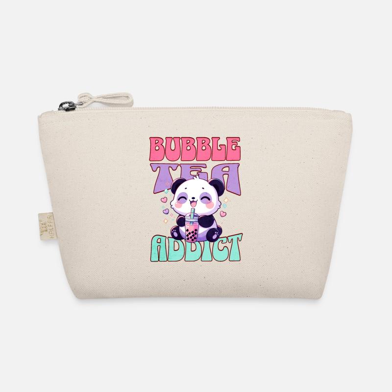 Bubble Tea Addict Cute Kawaii Panda Drinking Boba - Organic Pouch - nature