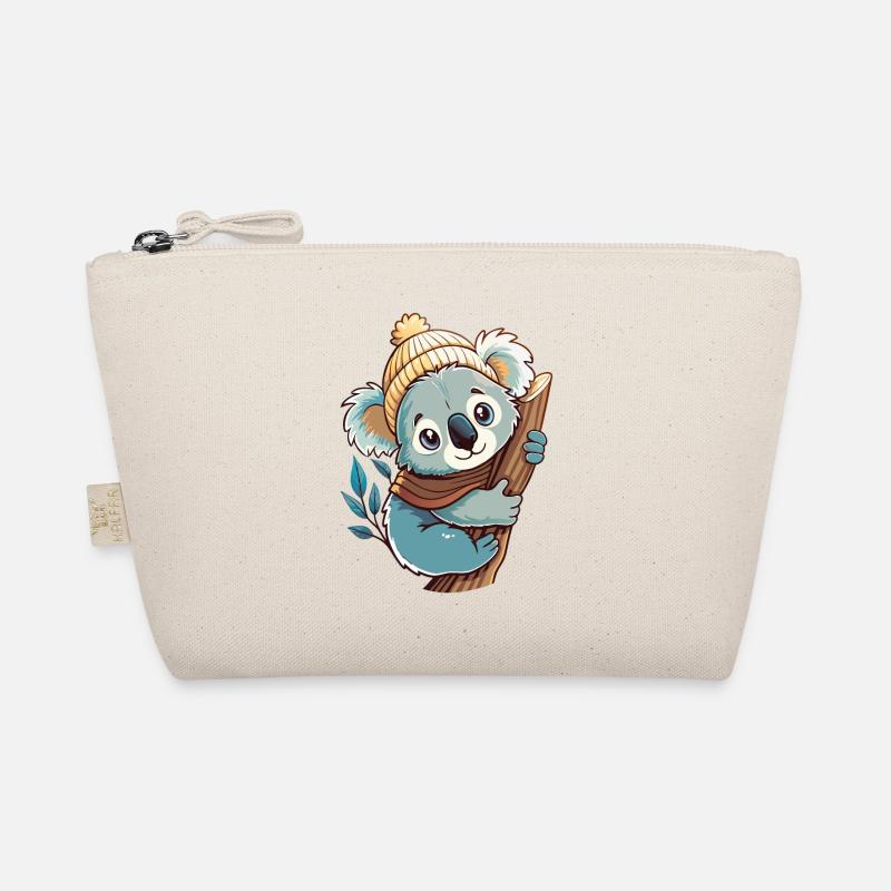 Cute koala with scarf and bobble hat. Organic Pouch