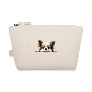 Puppy Peeking Cute Adorable Funny Animal Cartoon - Organic Pouch - nature - Front