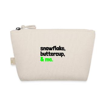 Spruch "snowflake, buttercup, & me." - bow - Bio-Täschchen - Natur - Vorne