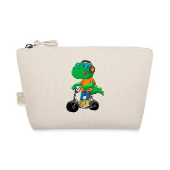 Dino Scooter Dino Lover Funny Gift Idea - Organic Pouch - nature - Front
